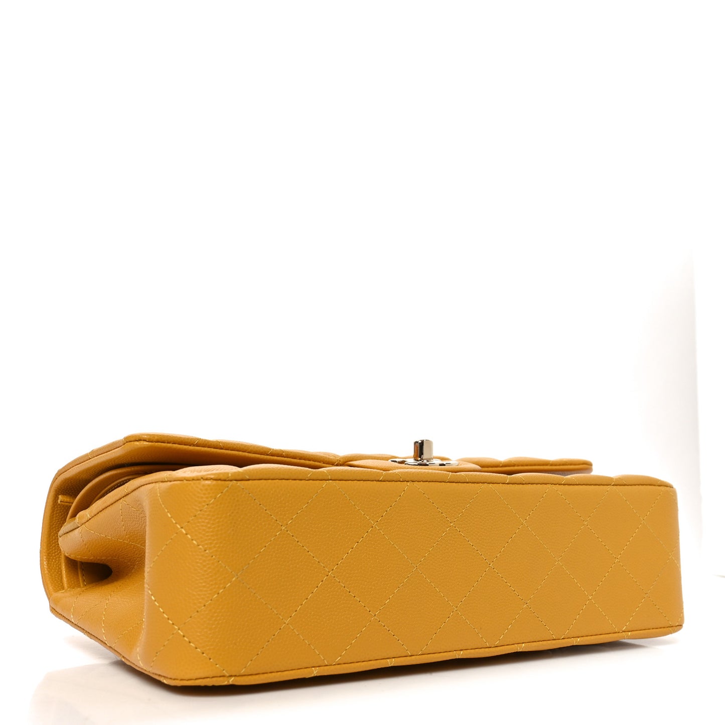 Caviar Quilted Medium Double Flap Yellow