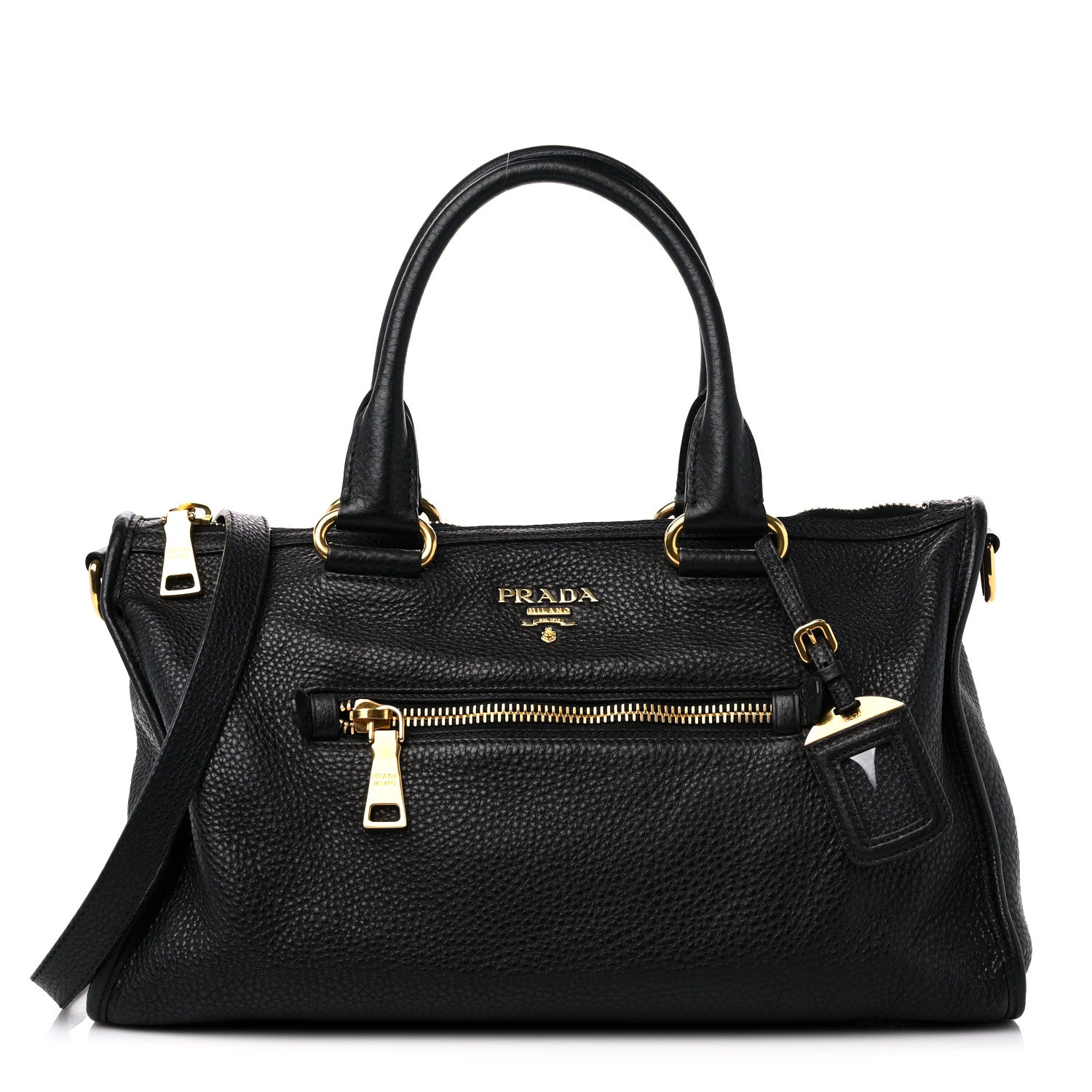 Prada Vitello Daino Shopping Satchel Black 1 of 8