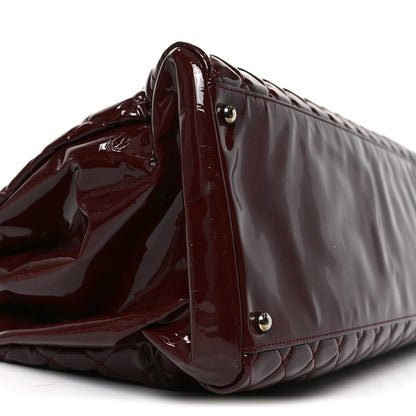 Chanel Patent Quilted Large Just Mademoiselle Bowling Bag Plum 9 of 13
