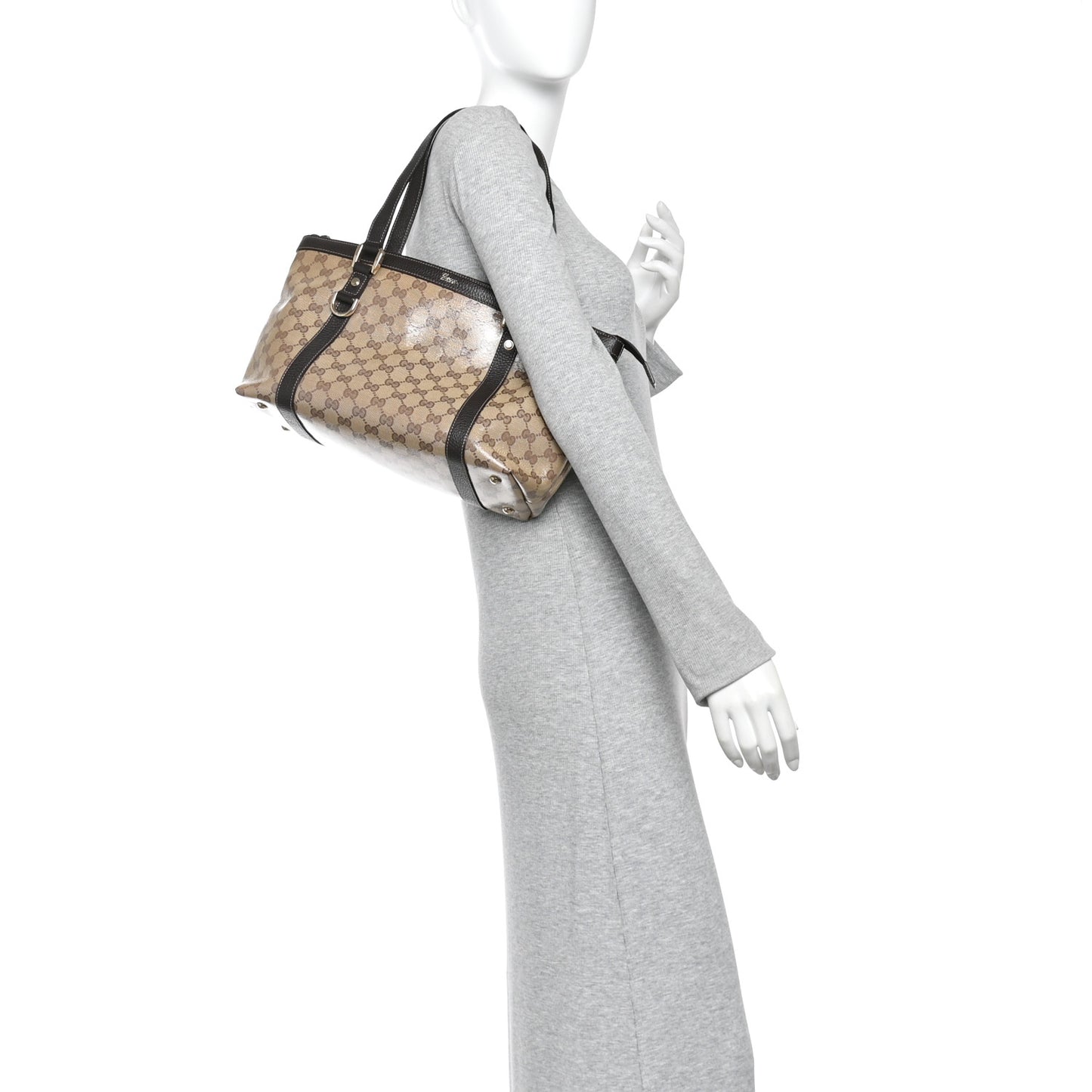 Crystal Monogram Medium Abbey Tote Brown
