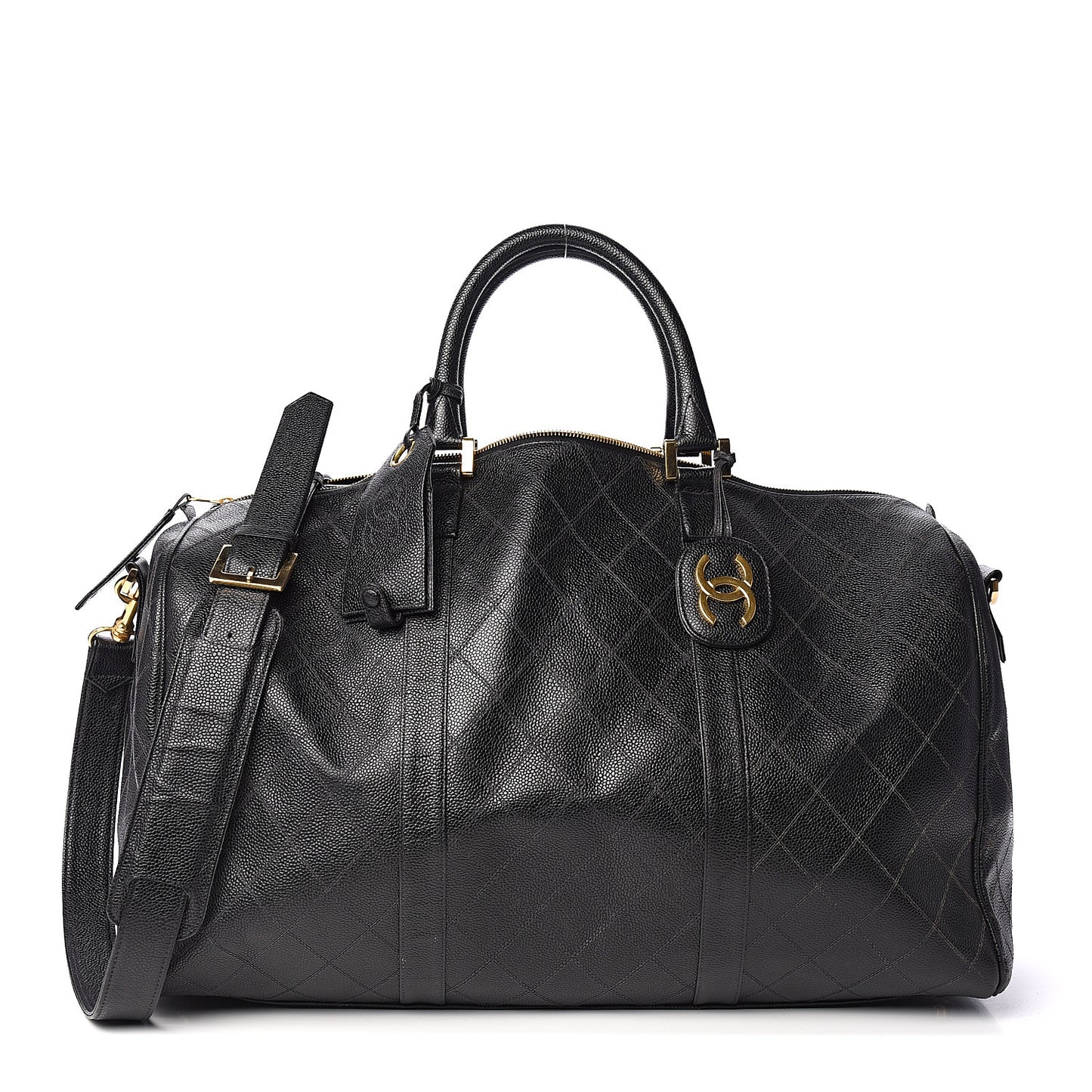 Calfskin Stitched Duffel Bag Black