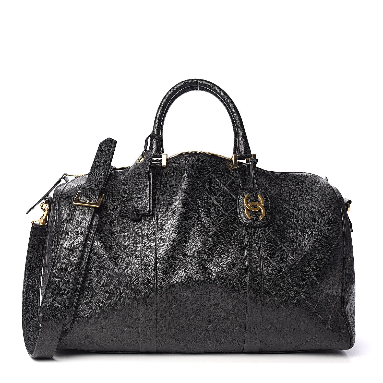 Chanel Calfskin Stitched Duffel Bag Black 1 of 10
