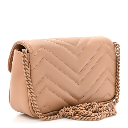 Gucci Calfskin Matelasse Monochrome Super Mini GG Marmont Shoulder Bag Camelia 3 of 10