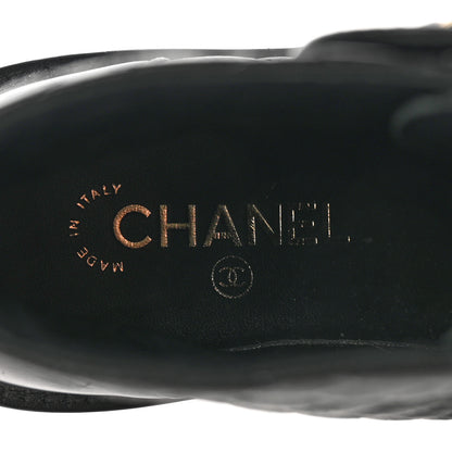 Chanel Shiny Goatskin Calfskin Quilted Lace Up Combat Boots 37 Black 7 of 11