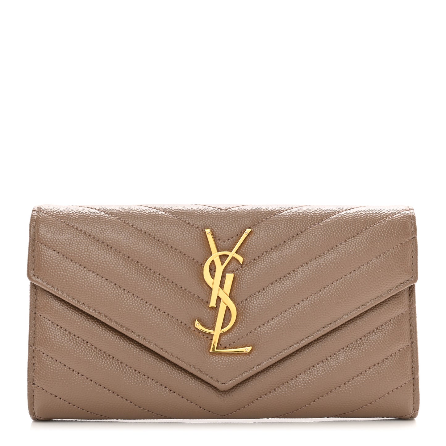 Grain De Poudre Matelasse Chevron Monogram Flap Wallet Taupe