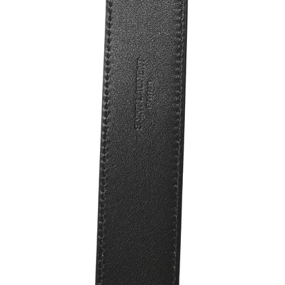 Saint Laurent Grained Calfskin Monogram Cassandre Square Buckle Belt 100 40 Black 3 of 5