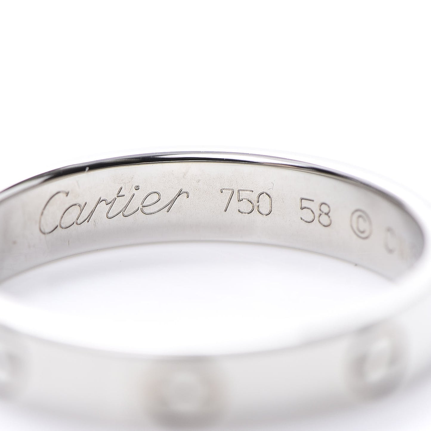 18K White Gold 3.5mm LOVE Wedding Band Ring 58 8.25