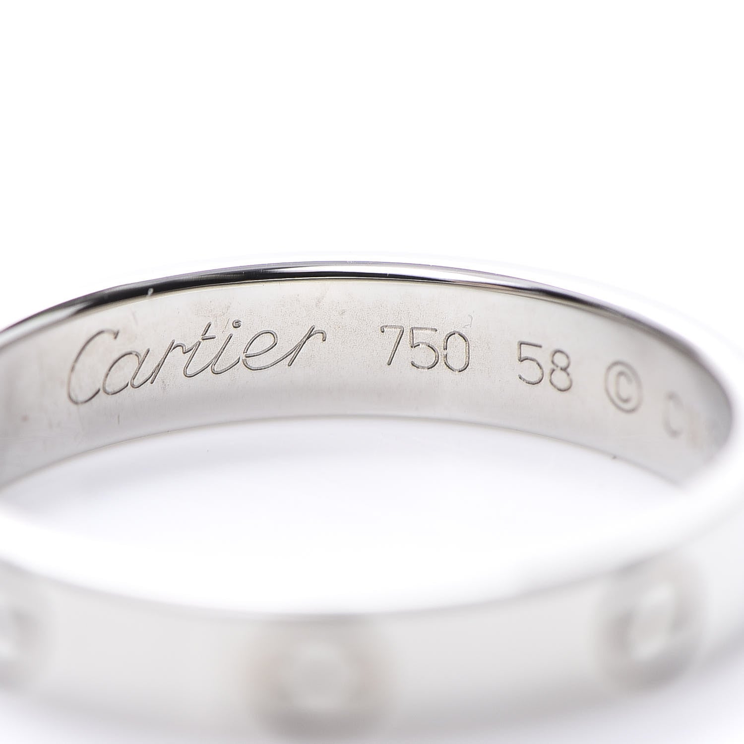 Cartier 18K White Gold 3.5mm LOVE Wedding Band Ring 58 8.25 4 of 5