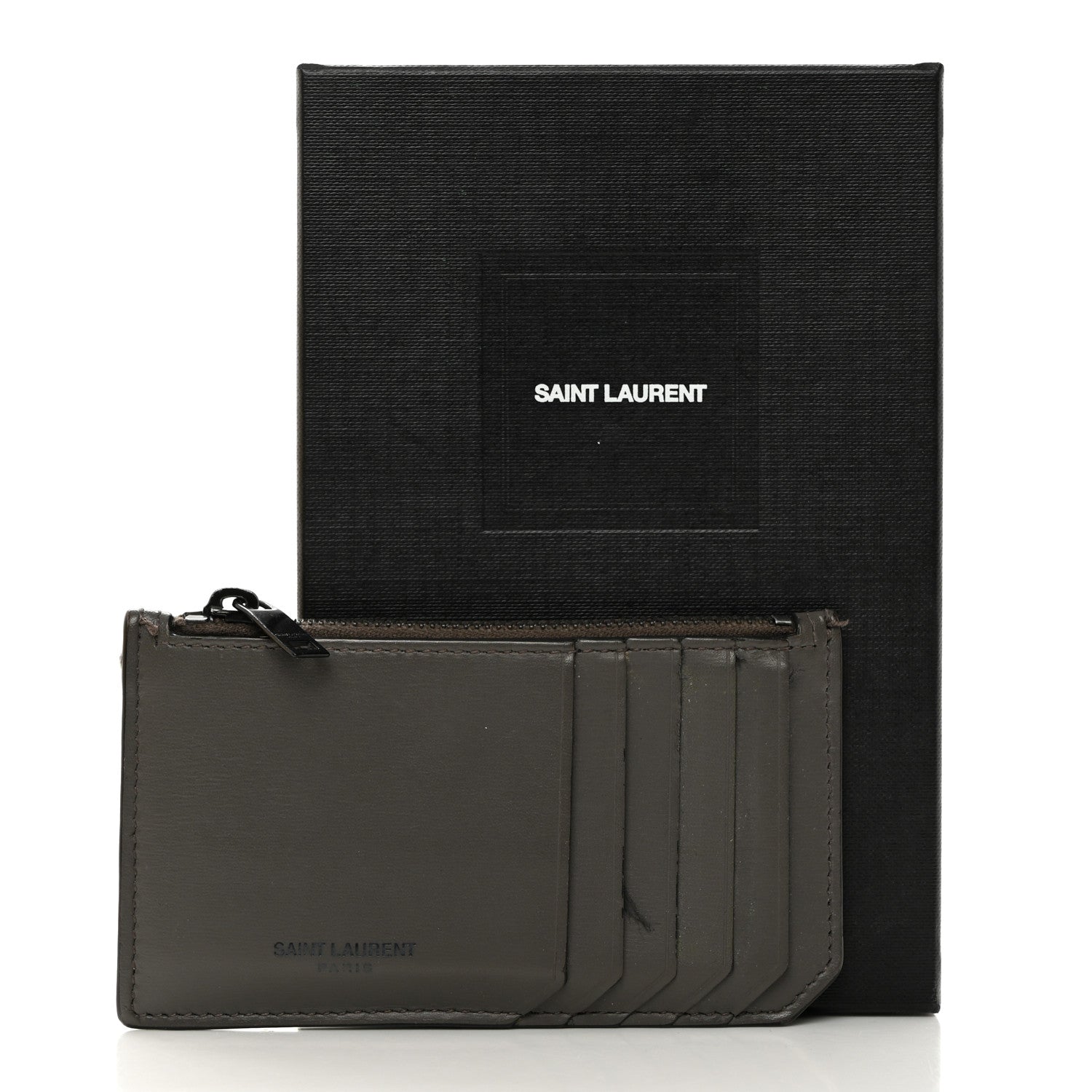 Saint Laurent Calfskin 5 Fragments Zip Pouch Card Holder Fog 10 of 10