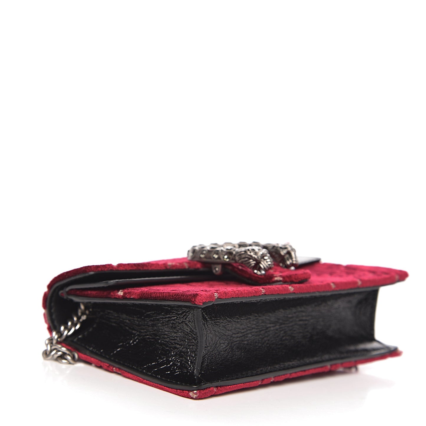 Velvet GG Monogram Super Mini Dionysus Shoulder Bag Red Cipria Black