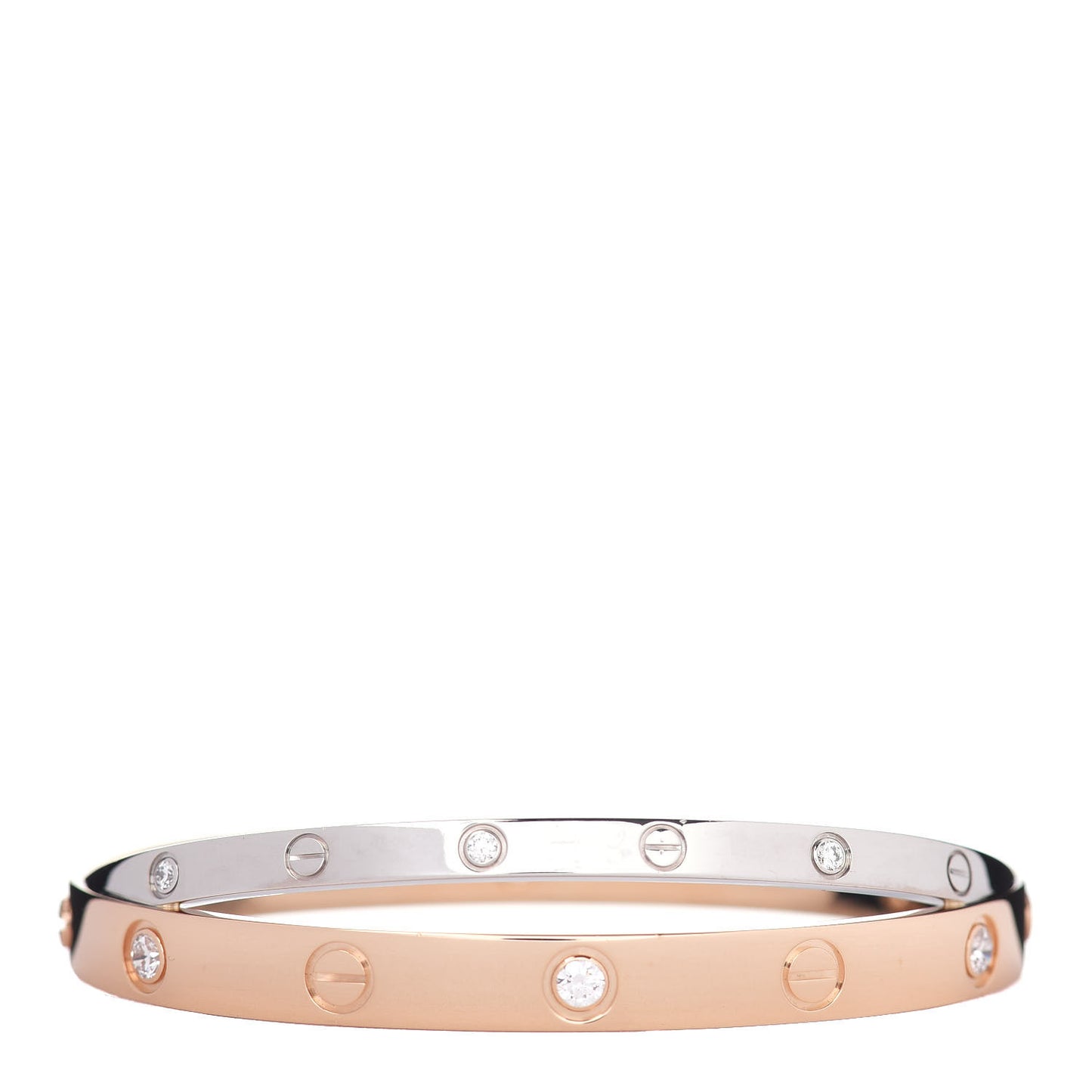 18K Pink White Gold 12 Diamond Double LOVE Bracelet 16