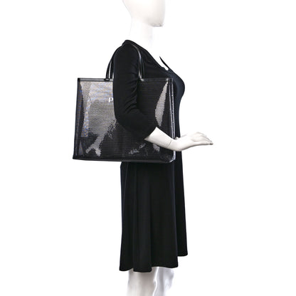 Prada Mesh Sequin Spazzolato Logo Tote Black 2 of 10