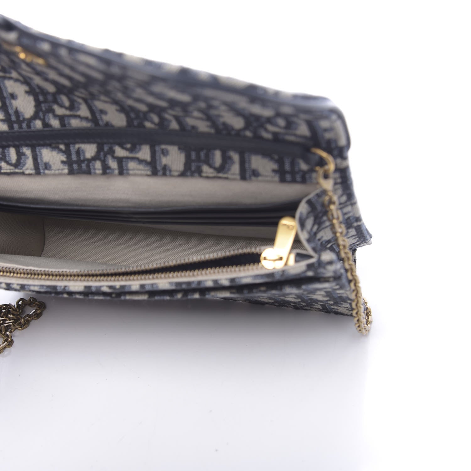 Christian Dior Oblique Saddle Chain Pouch Blue 5 of 9