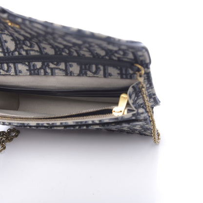 Christian Dior Oblique Saddle Chain Pouch Blue 5 of 9