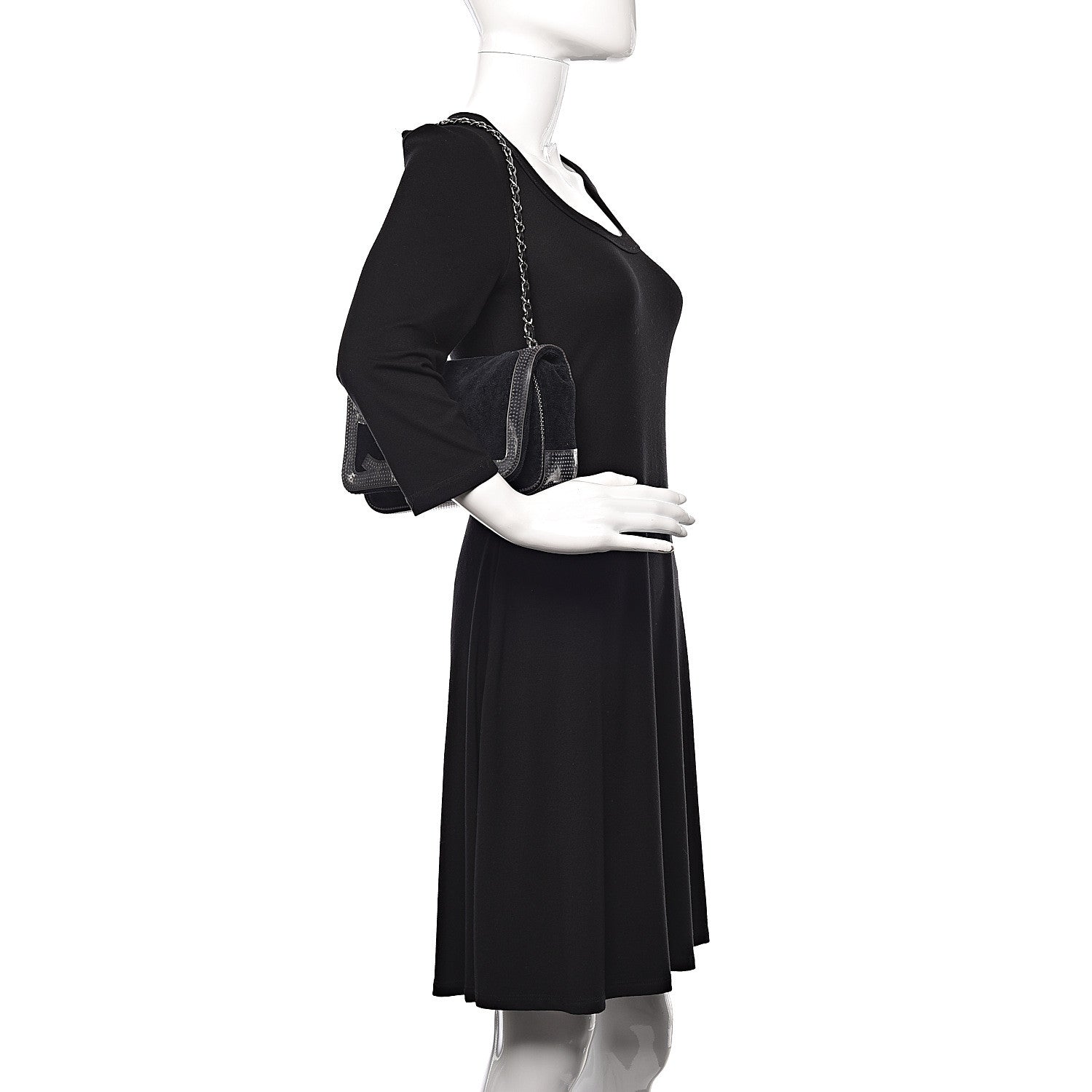 Chanel Terry Cotton PVC Perforated CC Flap Black 2 of 10