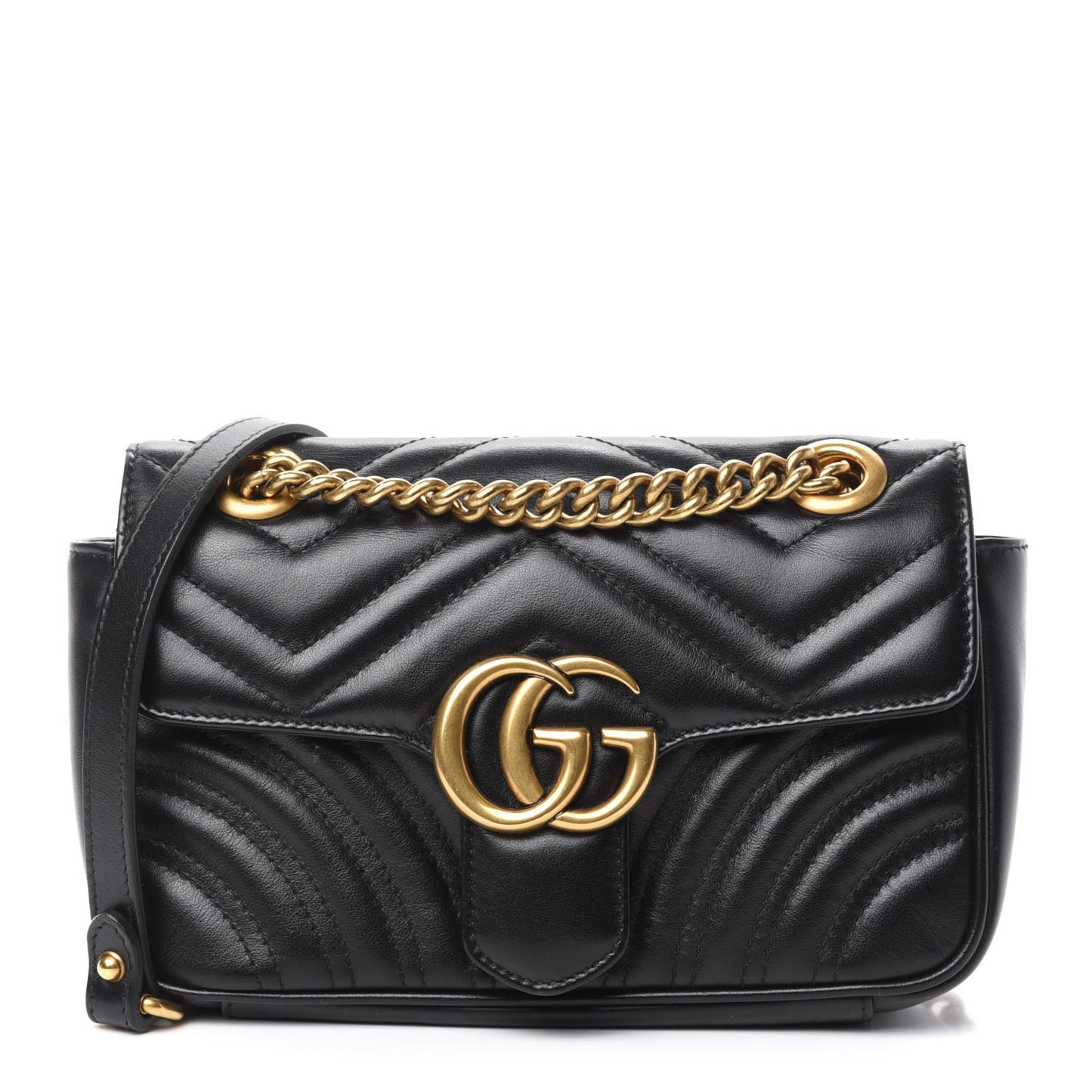 Calfskin Matelasse Mini GG Marmont Shoulder Bag Black