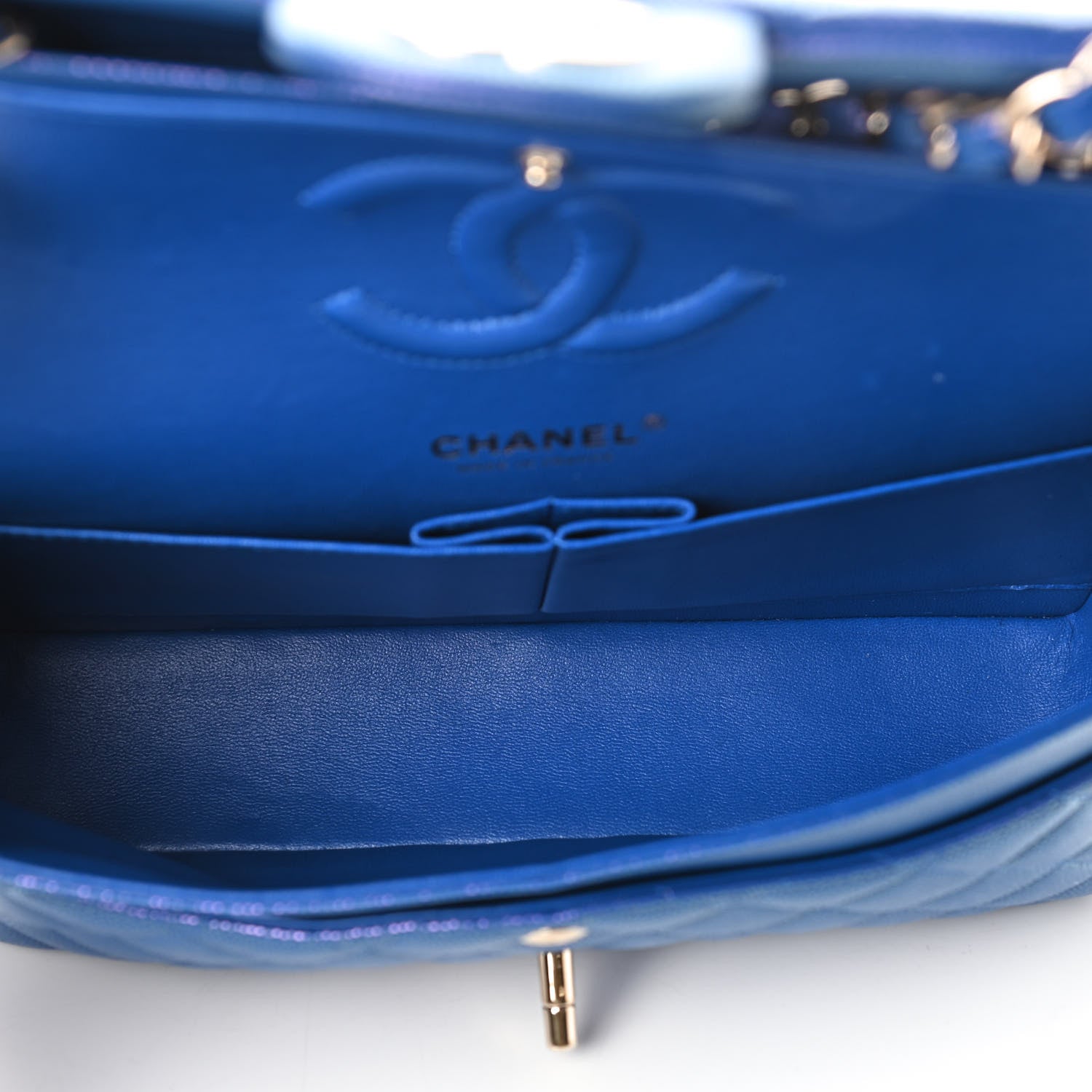 Chanel Caviar Quilted Medium Double Flap Blue 8 of 17