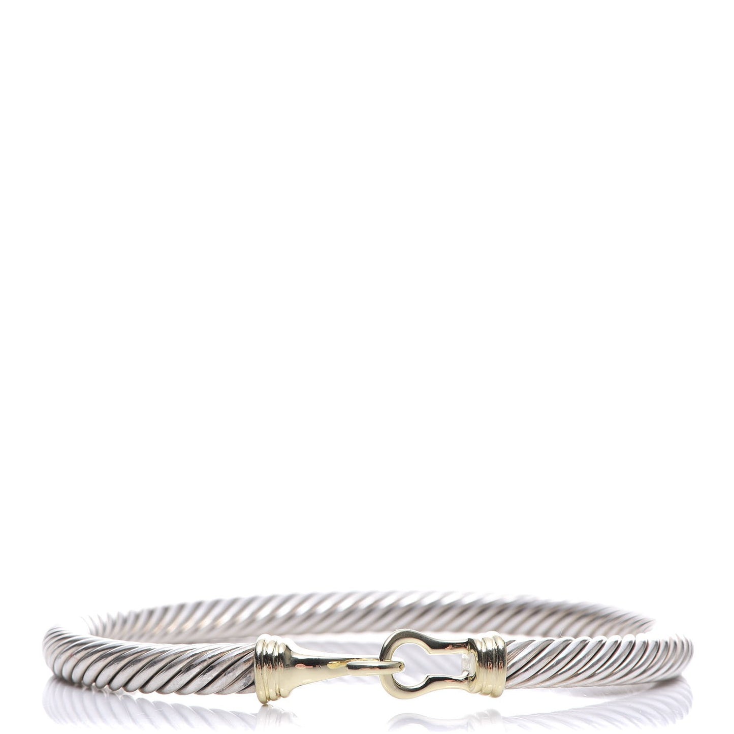Sterling Silver 14K Yellow Gold 5mm Cable Classic Buckle Bracelet