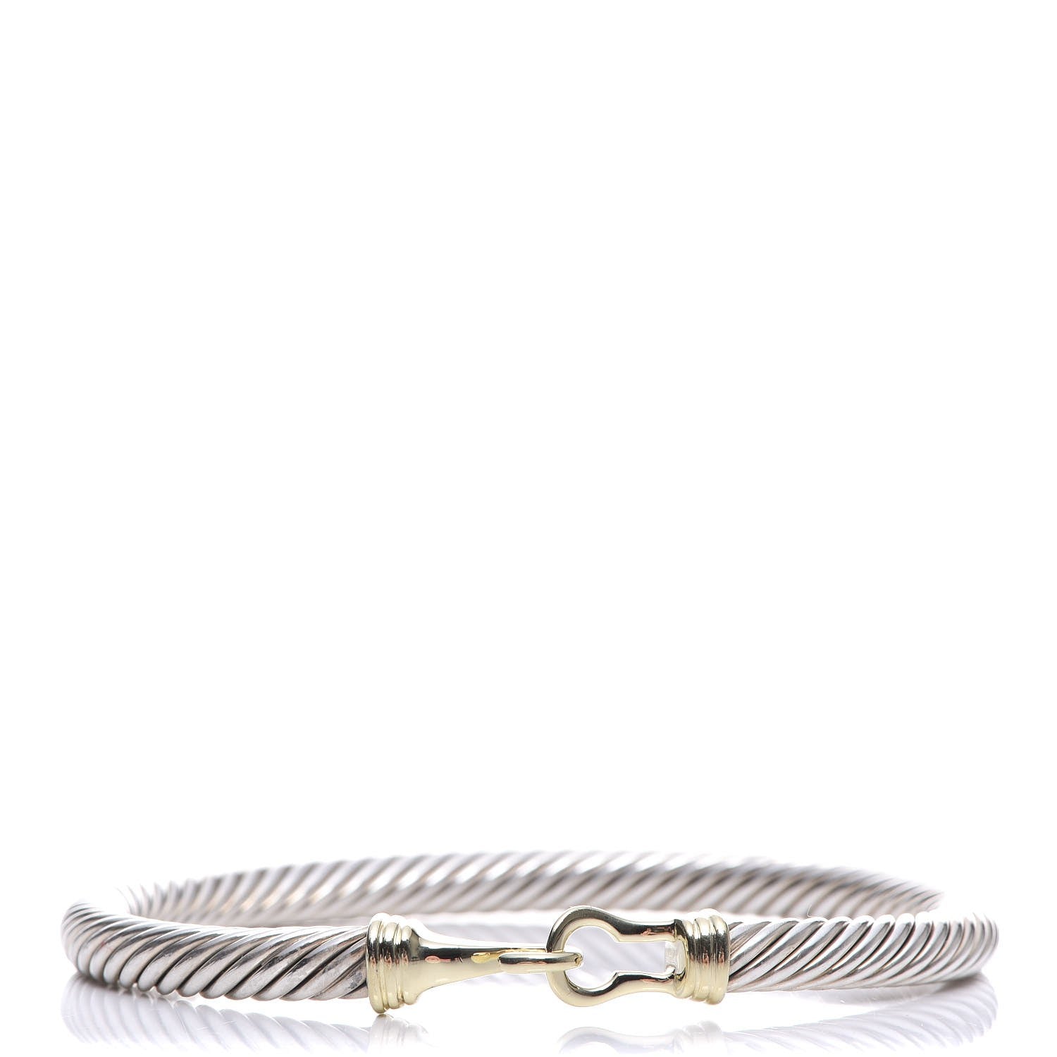 David Yurman Sterling Silver 14K Yellow Gold 5mm Cable Classic Buckle Bracelet 1 of 4