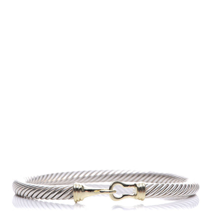 David Yurman Sterling Silver 14K Yellow Gold 5mm Cable Classic Buckle Bracelet 1 of 4