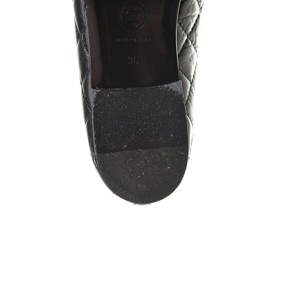 Chanel Aged Calfskin Quilted Cap Toe Ballerina Flats 36 Black 14 of 15