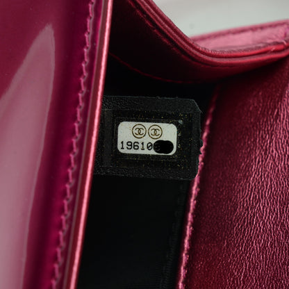 Chanel Metallic Patent Calfskin Quilted Small Boy Flap Pink 8 of 8
