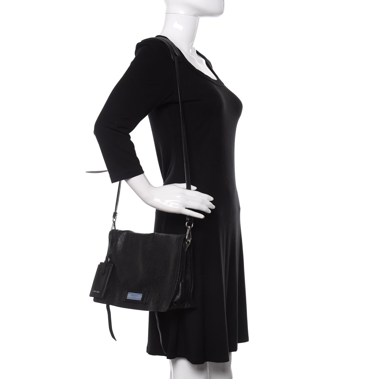 Prada Glace Calf Etiquette Flap Black Astrale 2 of 10