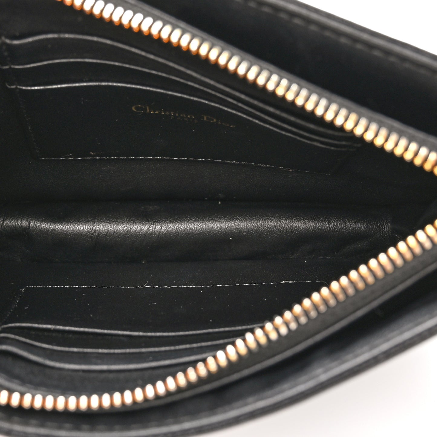 Calfskin Cannage Caro Zipped Pouch With Chain Black