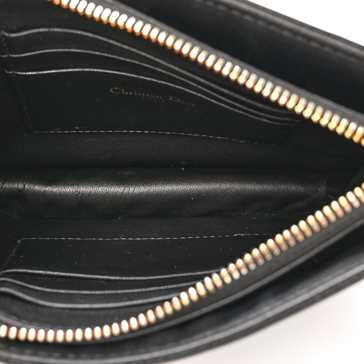 Christian Dior Calfskin Cannage Caro Zipped Pouch With Chain Black 5 of 11