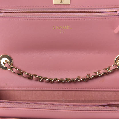 Chanel Lambskin Chevron Quilted Trendy CC Wallet On Chain WOC Pink 9 of 15