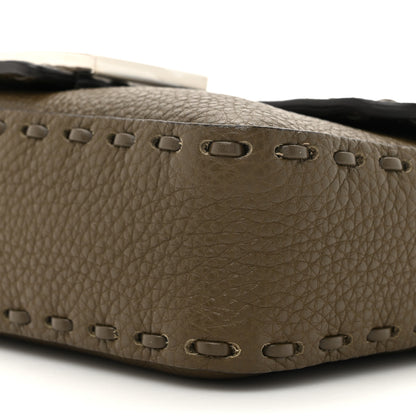 Fendi Cuoio Roma Sellerissima Nappa Sintetica Tape Stitch Mini Baguette Argento 8 of 11