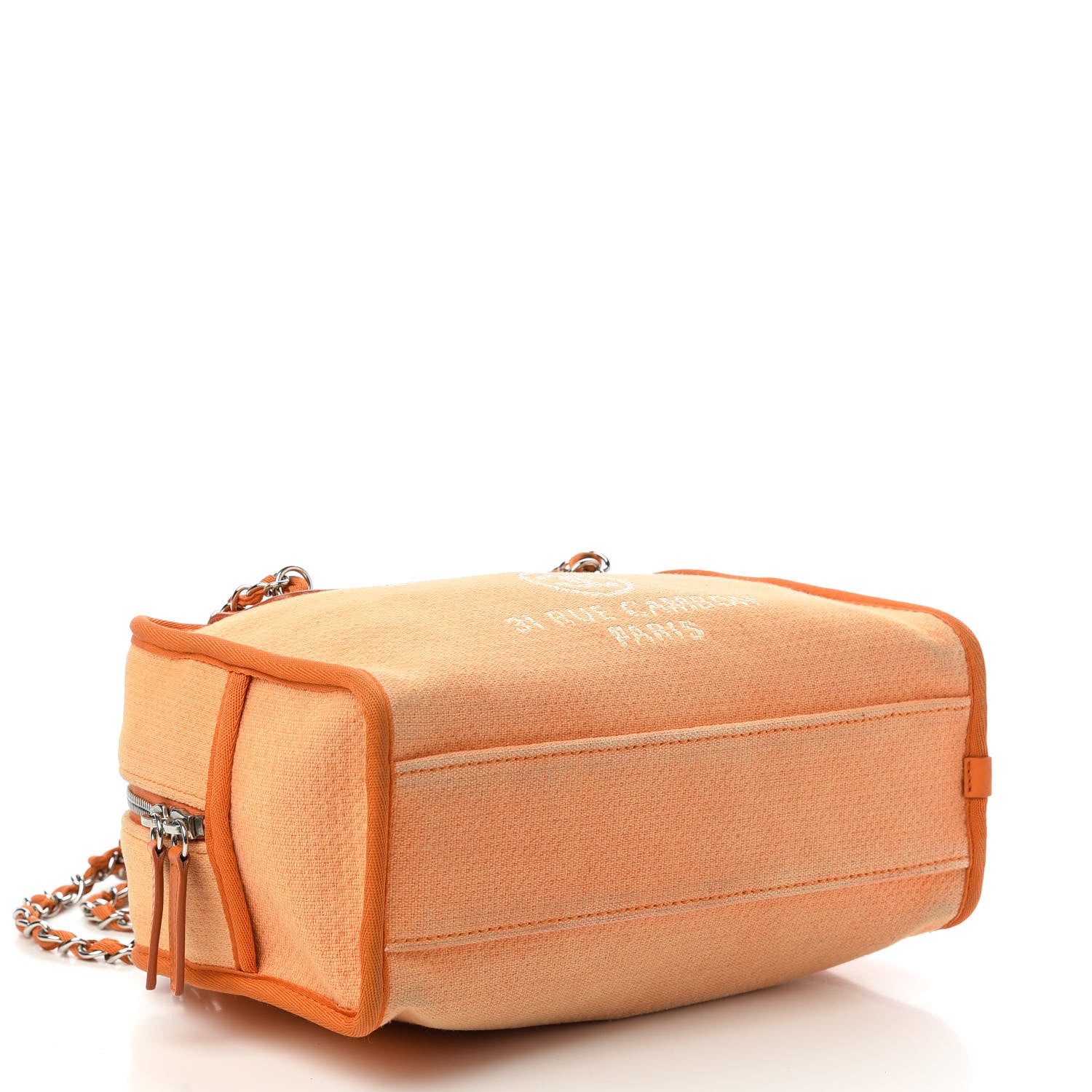 Chanel Canvas Deauville Small Bowling Bag Orange 4 of 10