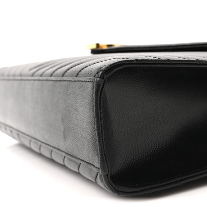 Saint Laurent Grain De Poudre Textured Mixed Matelasse Large Triquilt Monogram Satchel Black 10 of 10