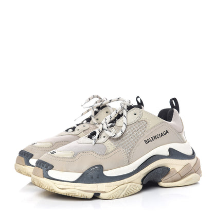 Balenciaga Fabric Mesh Womens Triple S Sneakers 38 Beige Black 3 of 15