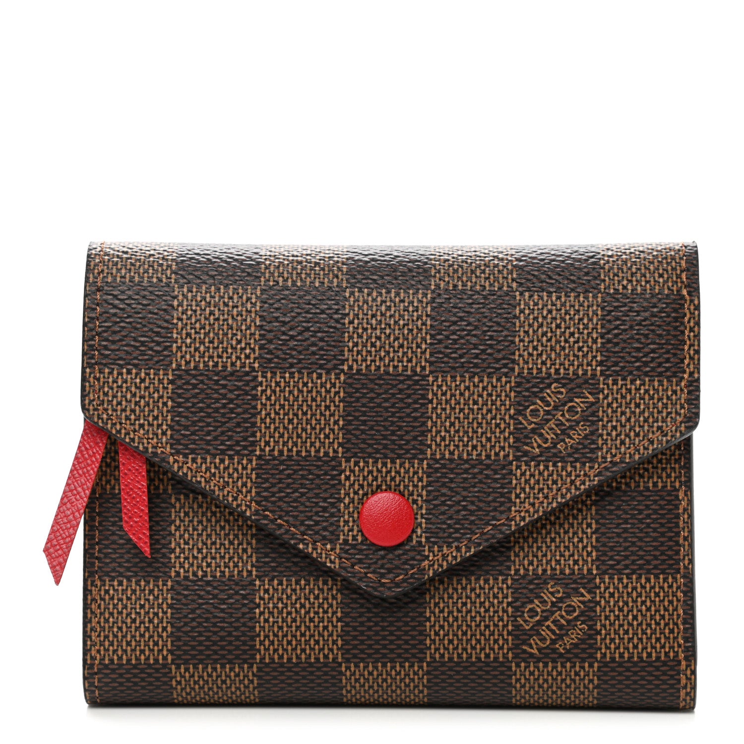 Louis Vuitton Damier Ebene Victorine Wallet Red 1 of 8