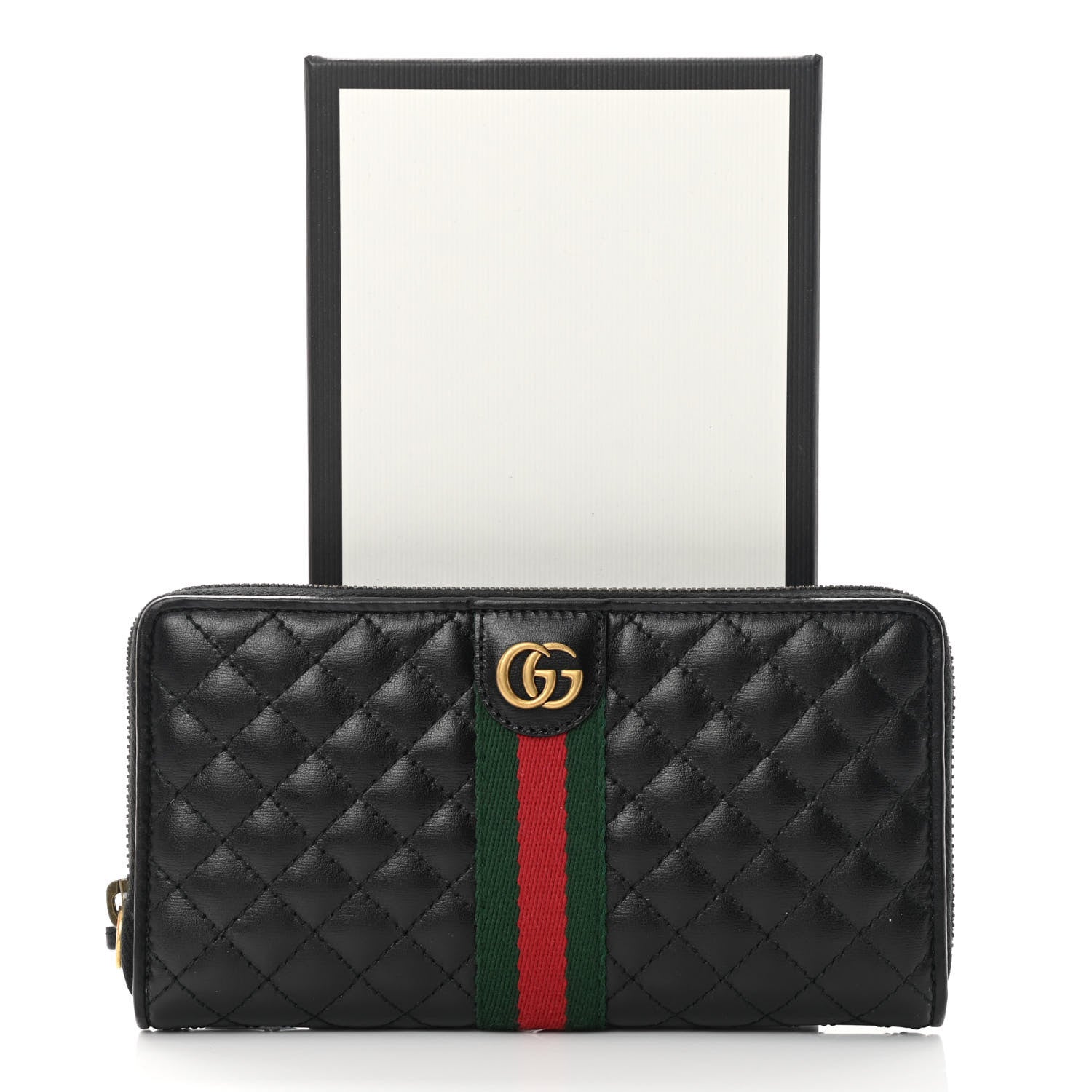 Gucci Calfskin Web Trapuntata GG Zip Around Wallet Black 8 of 8