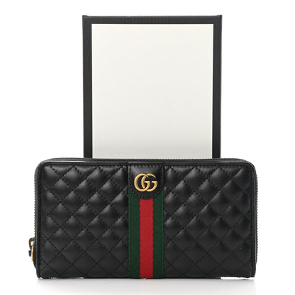 Gucci Calfskin Web Trapuntata GG Zip Around Wallet Black 8 of 8