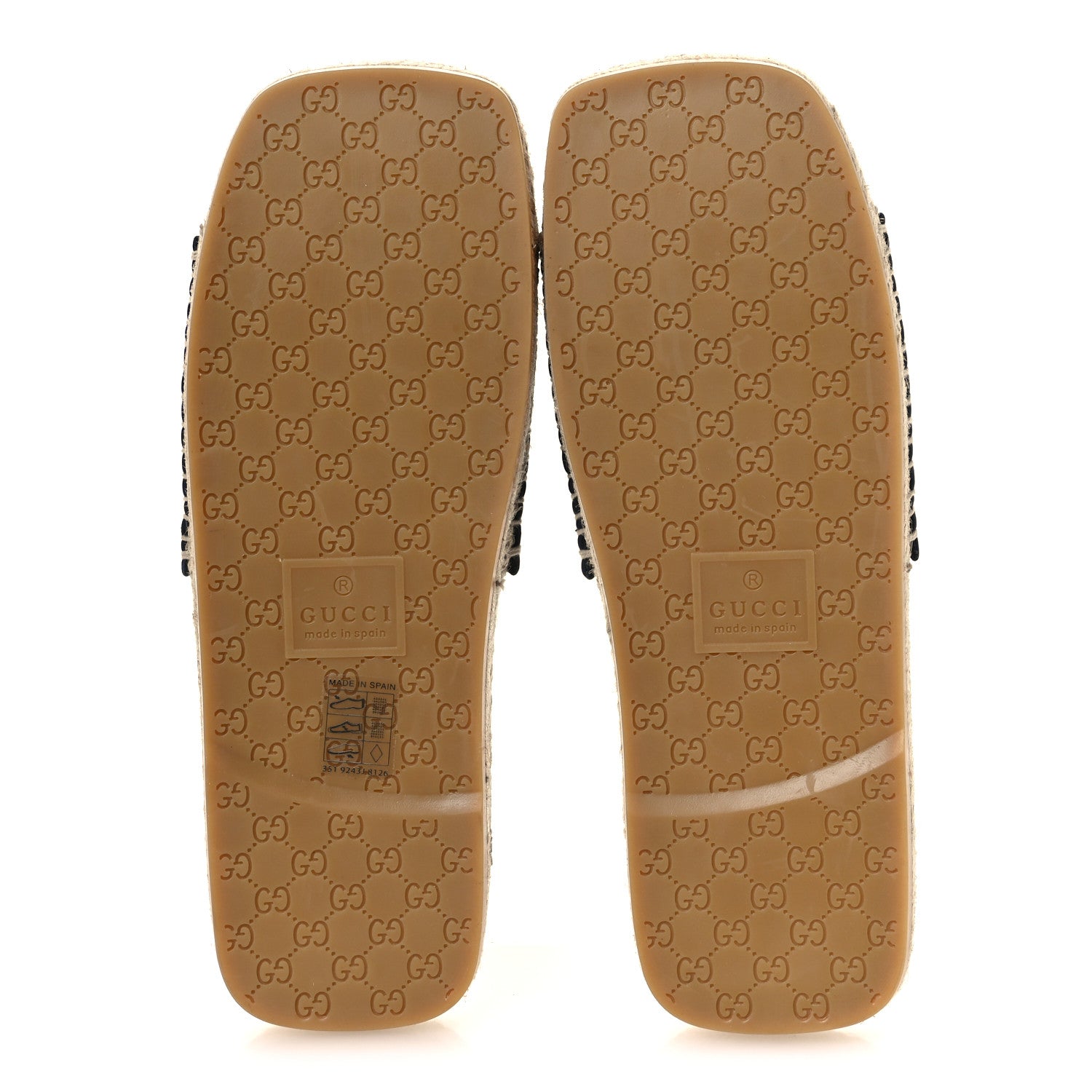 Gucci Macrochet Raffia Logo Flat Slide Espadrille Sandals 38 Blue Great White 8 of 13