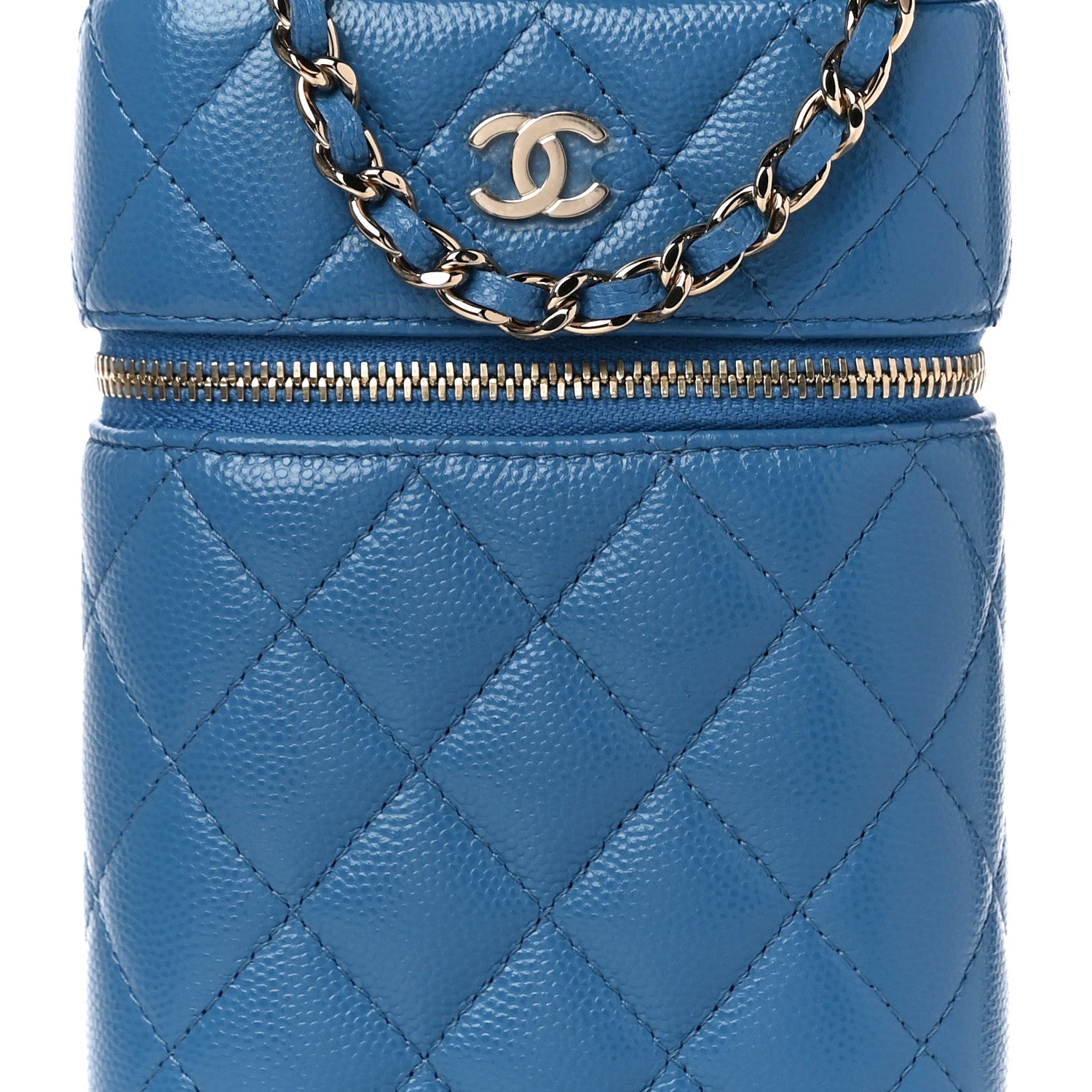 Chanel Caviar Quilted Phone Holder With Chain Blue 7 of 9
