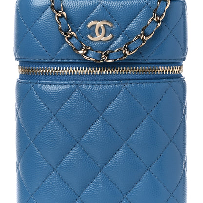 Chanel Caviar Quilted Phone Holder With Chain Blue 7 of 9
