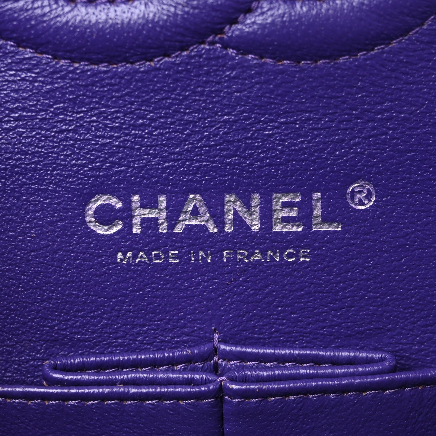 Patent Calfskin Quilted Medium Double Flap Purple