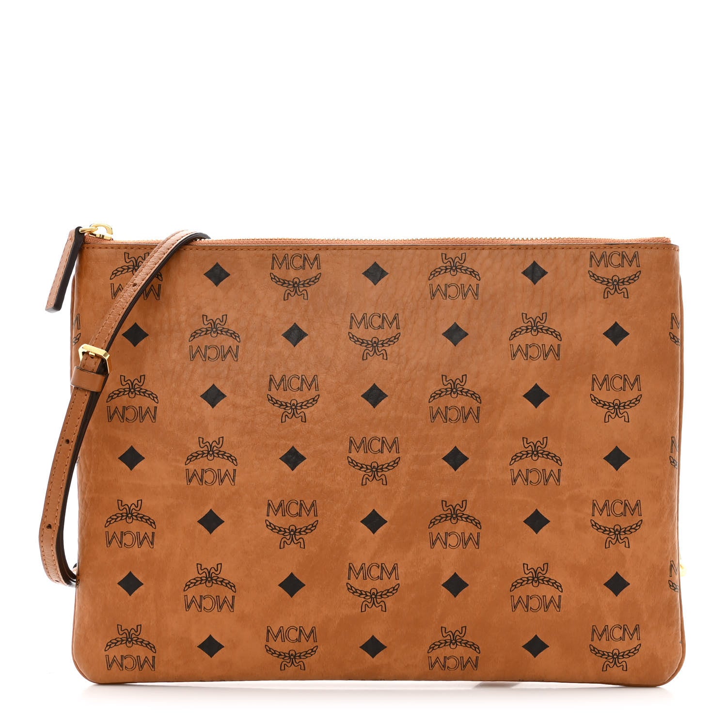 MCM Visetos Medium Crossbody Pouch Cognac 1 of 11