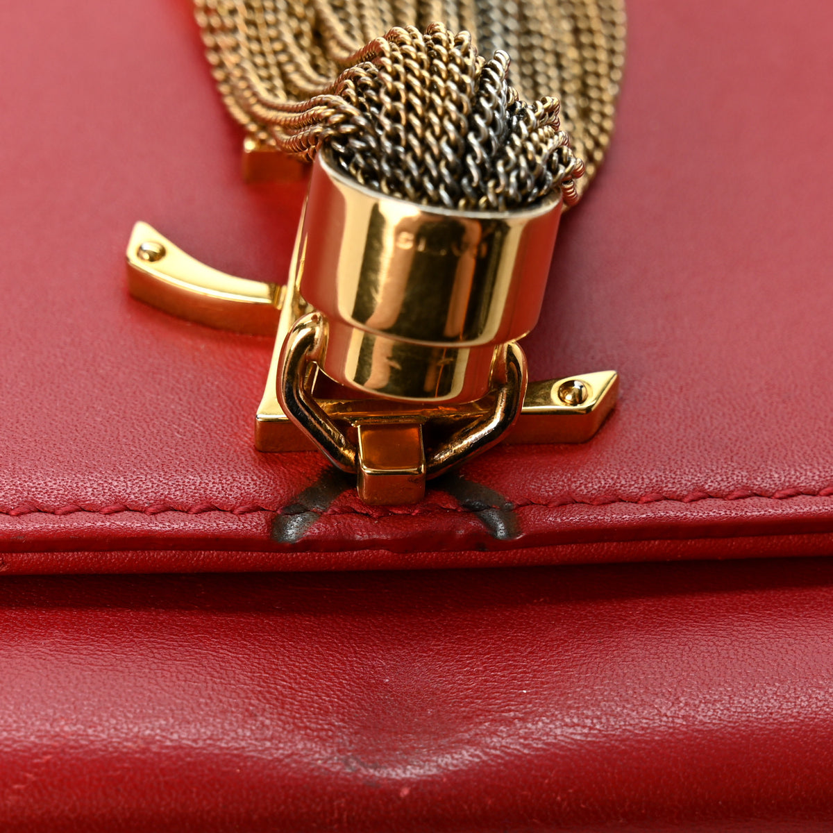 Smooth Calfskin Medium Classic Monogram Kate Tassel Satchel Lipstick Red