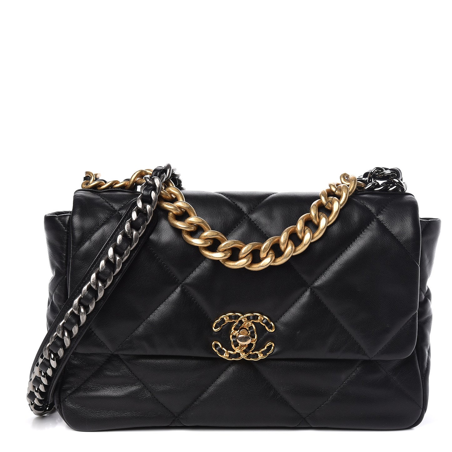 Lambskin Quilted Large 19 Flap Black