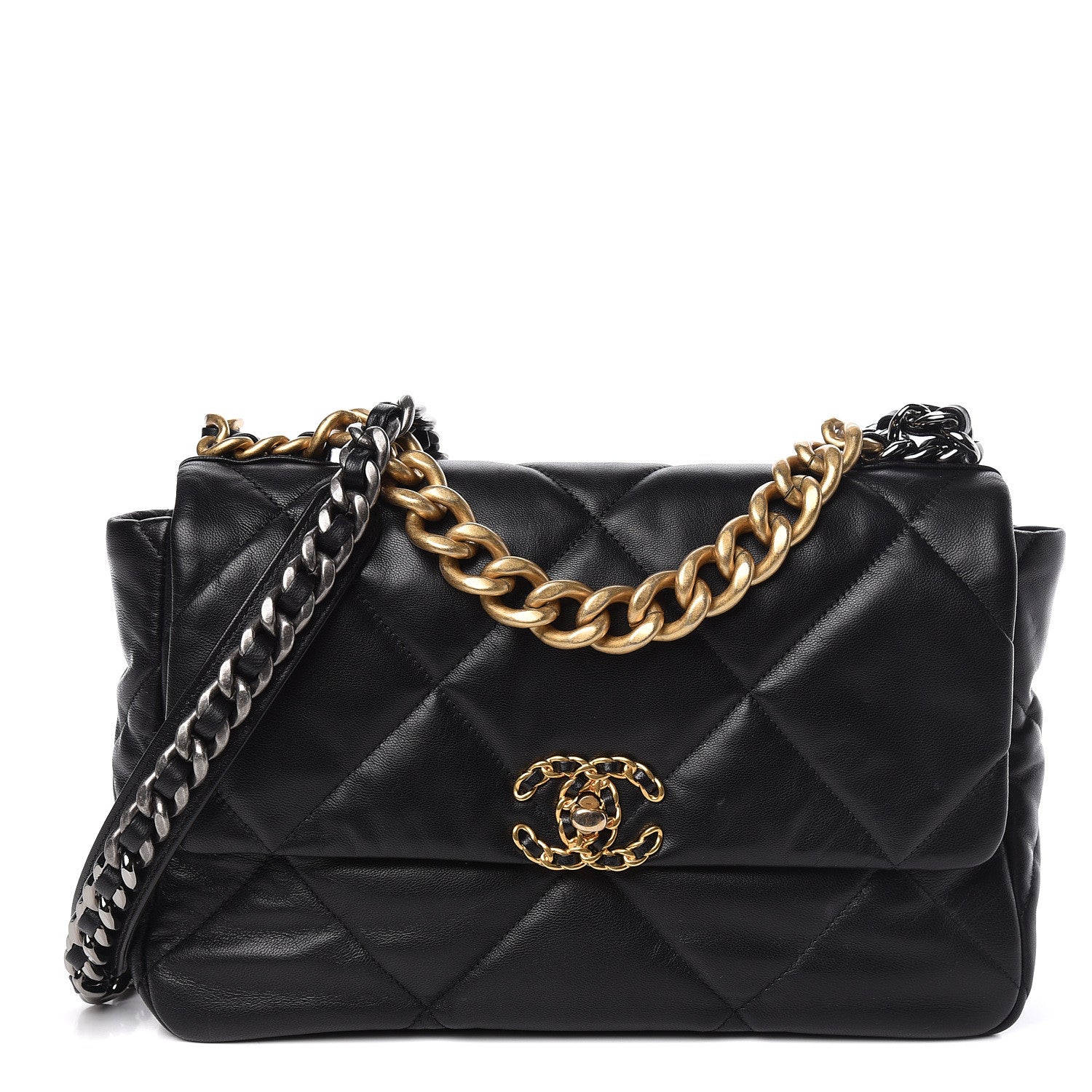 Chanel Lambskin Quilted Large 19 Flap Black 1 of 12