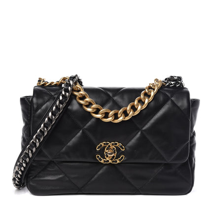 Chanel Lambskin Quilted Large 19 Flap Black 1 of 12