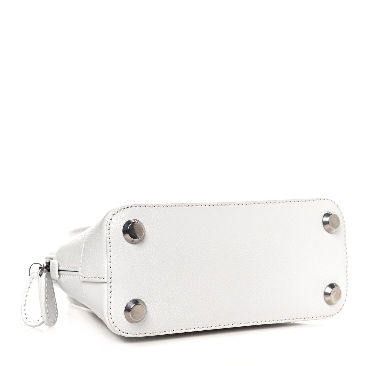 Grained Calfskin Logo XXS Ville Top Handle Bag White Fluo Pink