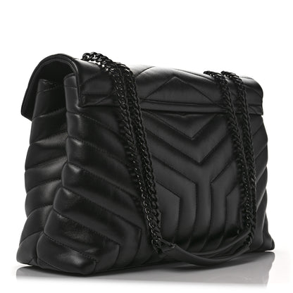 Saint Laurent Calfskin Y Quilted Monogram Medium Loulou Chain Satchel Black 3 of 8