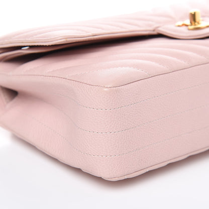Chanel Calfskin Chevron Quilted Medium Double Flap Light Pink 8 of 15