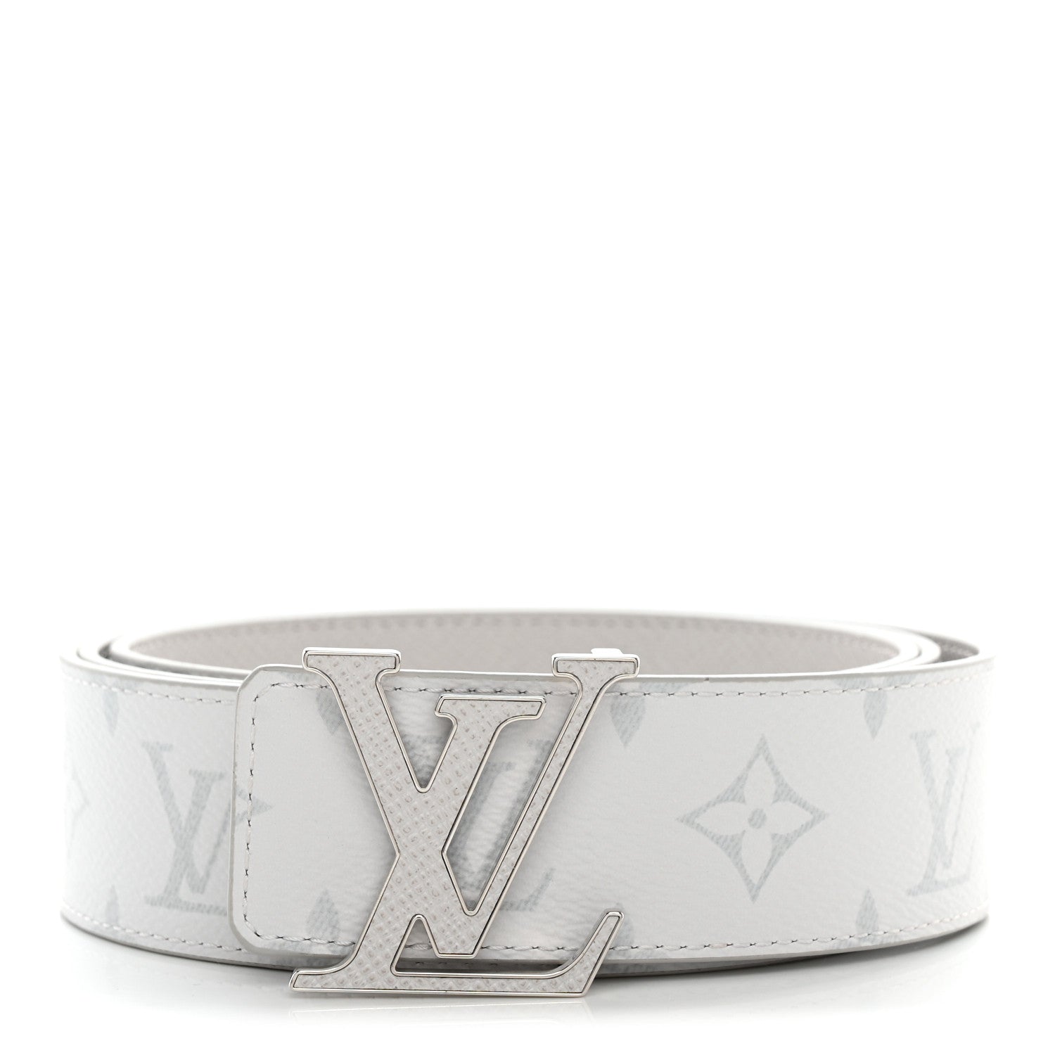 Louis Vuitton Taiga Monogram 40mm LV Initiales Belt 110 44 White 1 of 5